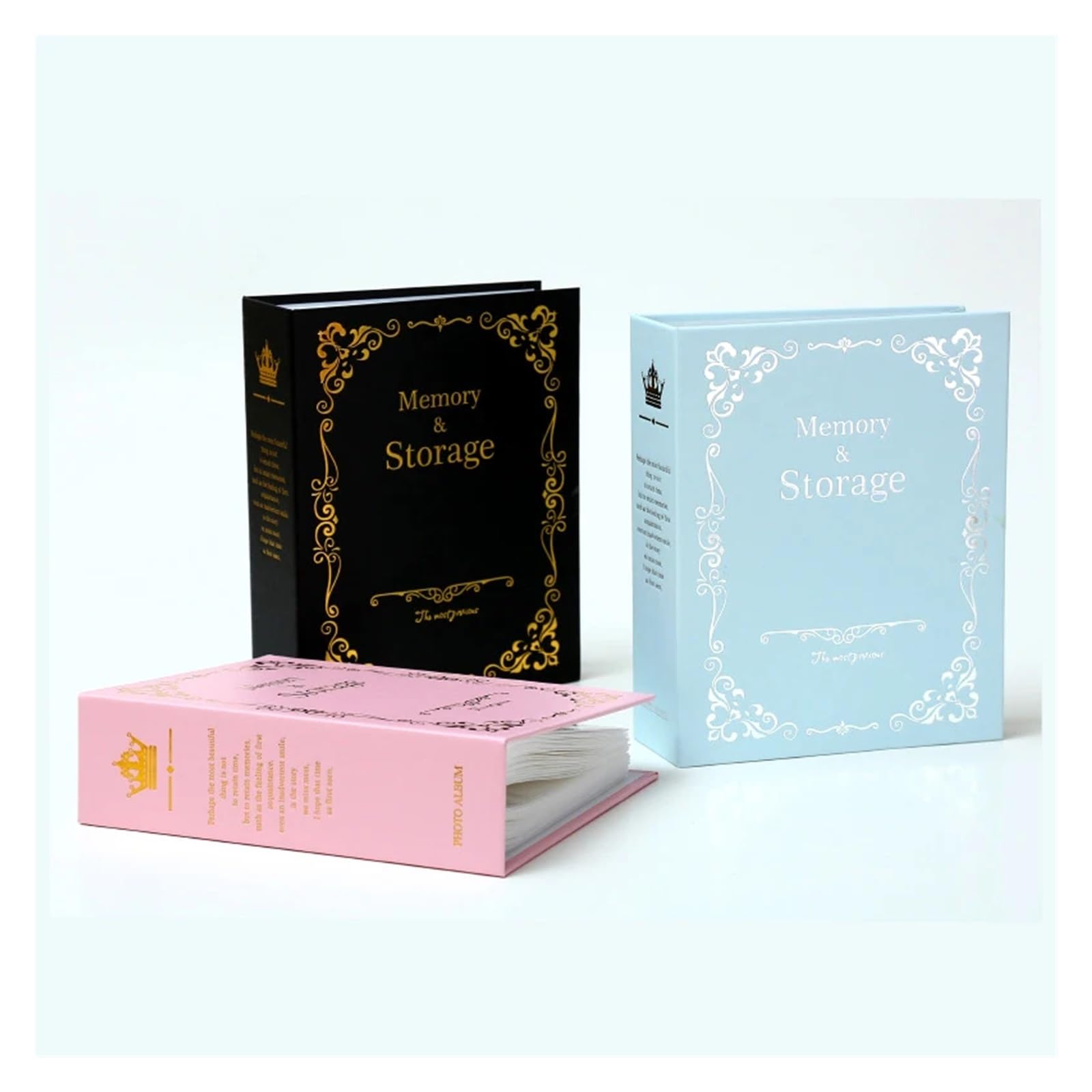 Scrapbook Fotoalbum 100 Bilder Taschen 10x15cm Vergoldet Foto Album 6 Zoll Inters Fotos Buch Fall Speicher(Black)