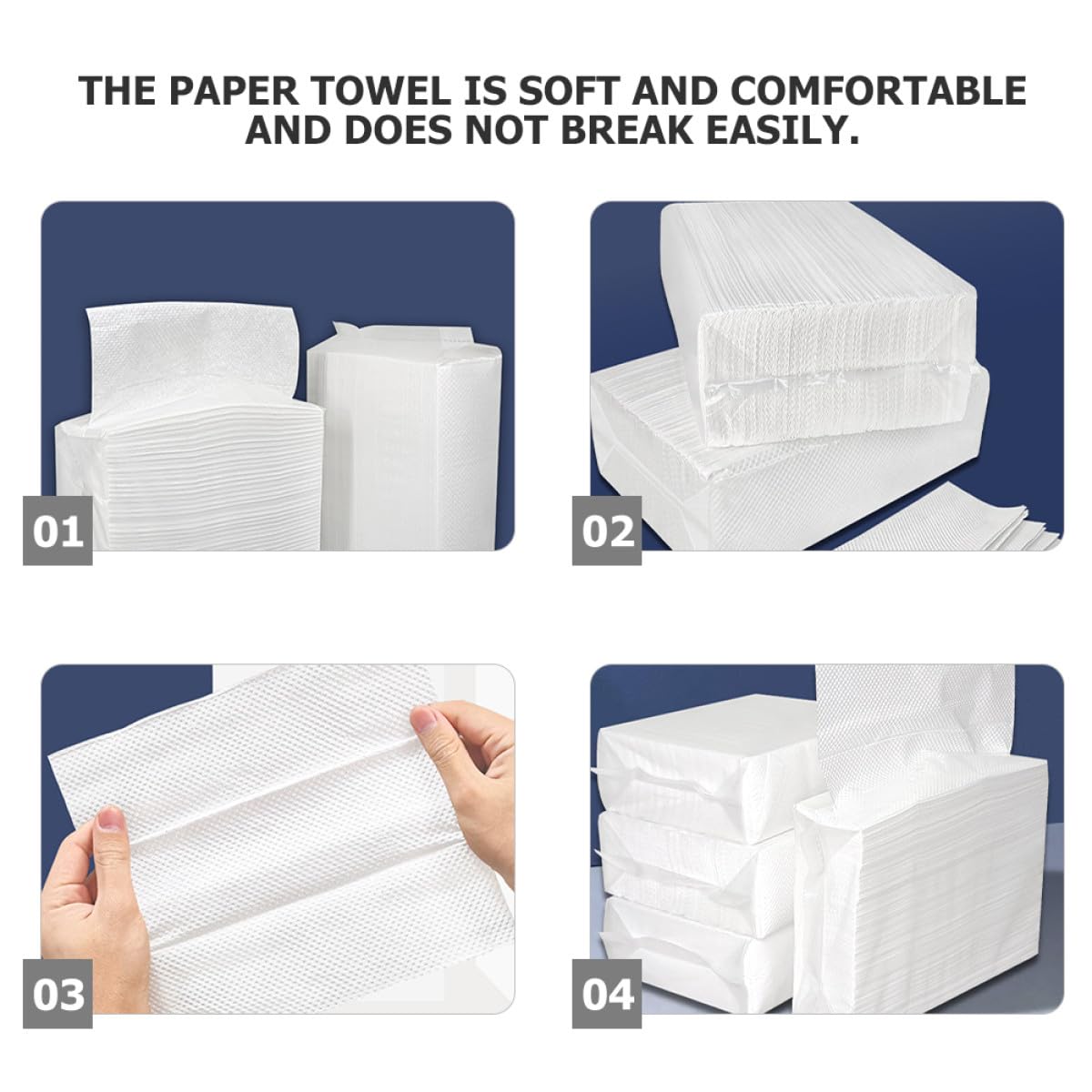 Essuie-mains Doux Peau en Papier Blanc Multi-usage 5 Paquets de 120 Feuilles Absorbantes pour Salle de Bain et Hôtels et Pratique Cuisine
