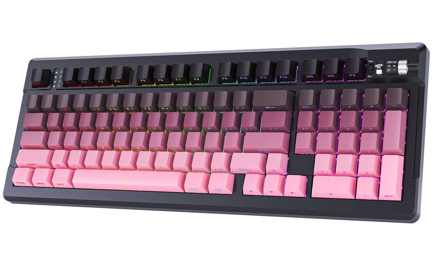 EWEADN X99 Wireless Mechanical Keyboard - 99 Keys, Three Mode Connectivity- BT5.0/2.4GHz/USB-C, Hot-Swappable PCB, Gasket Mount, 8000mAh Battery, PBT Double-Shot Keycaps, Berry Pink, Linear Switch