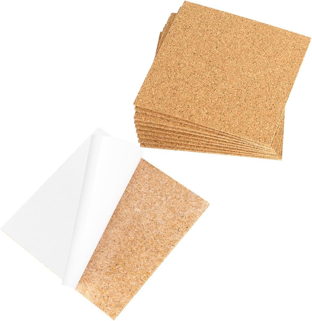 10 Pack Sheets Cork Coasters 4" Self-Adhesive Mats for DIY Coasters Craft Accessories (Oval)