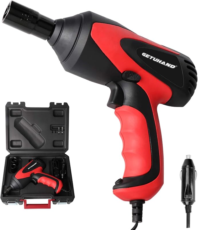 Car Impact Wrench 1/2 Inch & 12 Volt Portable Electric Impact Wrench Kit, Tire Repair Tools with Sockets and Carry Case