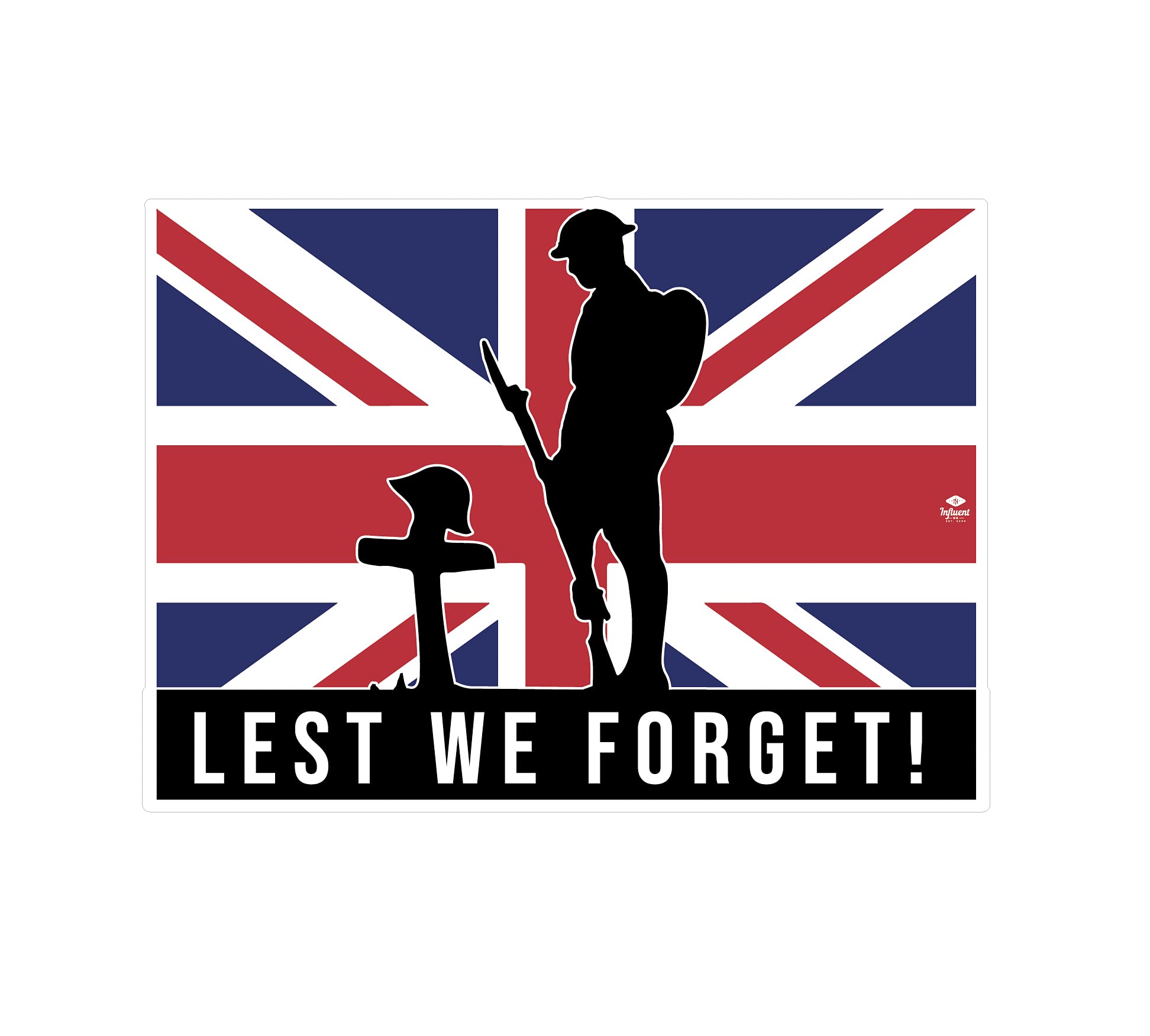 Union Jack Lest we Forget Sticker for Remembrance Day - Remembrance Sunday Sticker (Small)