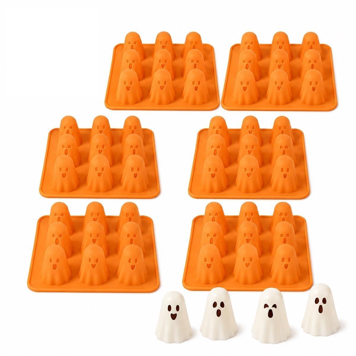Lot de 6 moules en silicone 3D en forme de fantôme pour Halloween