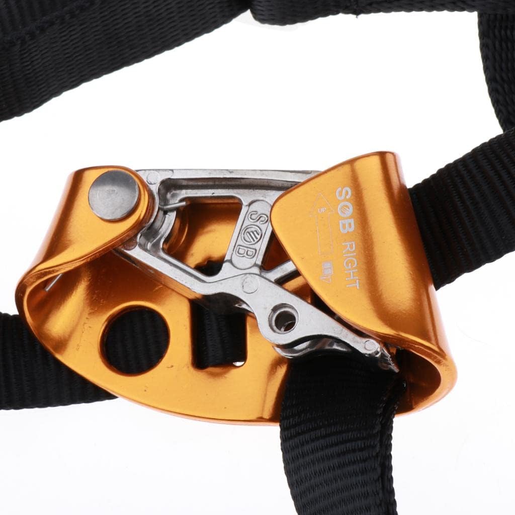 Heavy Duty Rock Climbing Foot Ascender for 8-13mm Rope - Ergonomic Design for Mountaineering, Tree Arborist, and Rappelling - Alloy Material - Weight and Portable - Right Orange