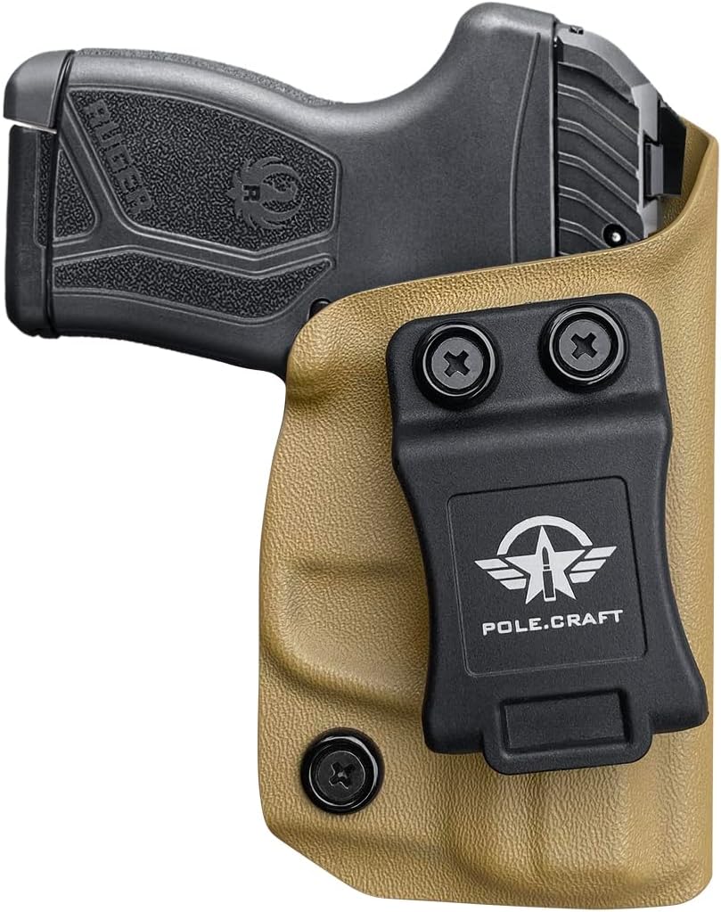 POLE.CRAFT Ruger LCP MAX Holster, IWB Kydex Holster Fits: Ruger LCP MAX .380 Pistol - Inside Waistband Concealed Carry￨ Adj. Cant Retention￨Cover Mag-Button