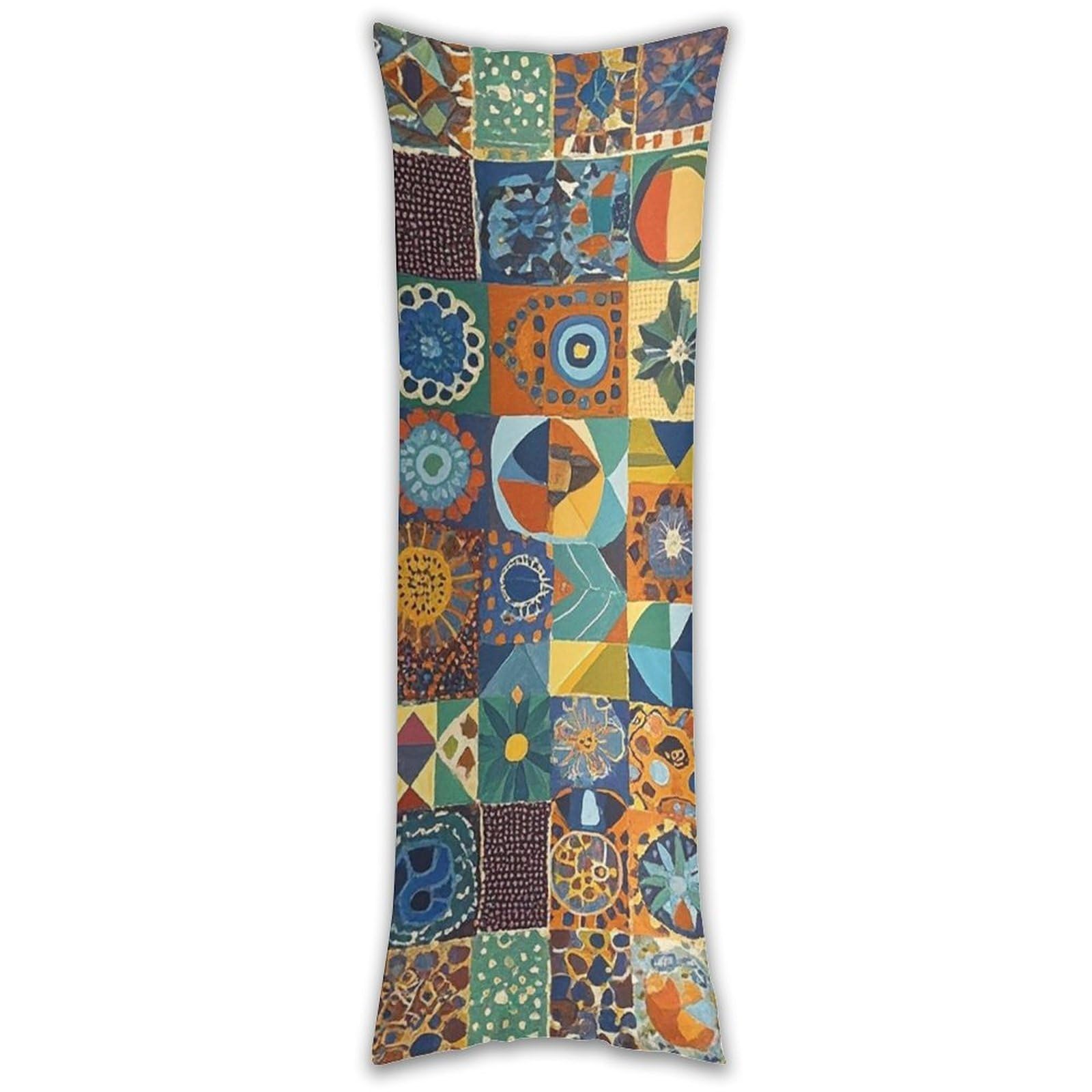 African Style Patchwork Pillowcase Long Pillow Case Cozy Pillow Cover Pillow Protector Soft Long Cushion Case Long Body Lumbar Decorative Throw Pillow Cover for Bed Sofa Couch 18.9 X 53 Inches