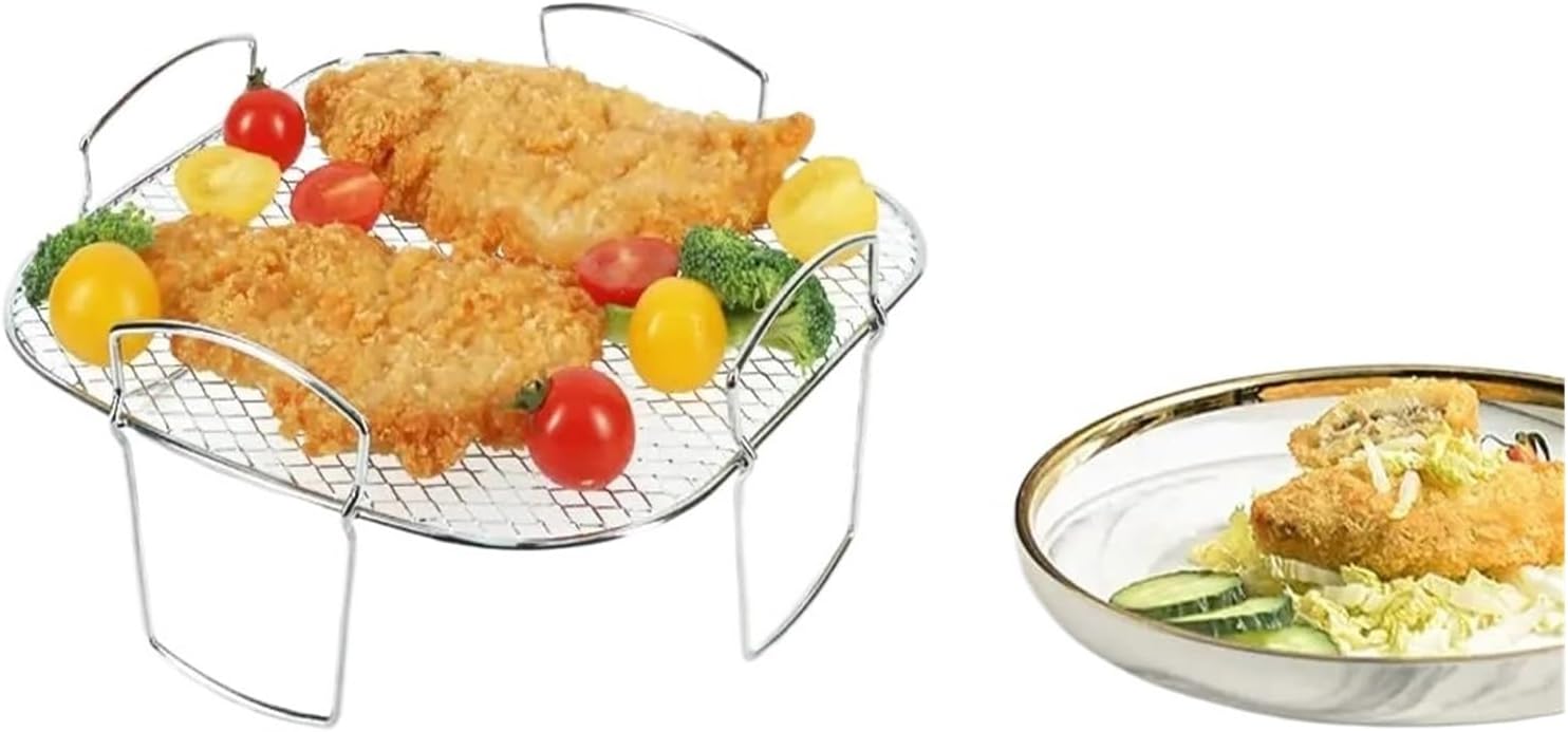 Compatible For Air Fryer Baking Rack Square/Round/Rectangle Oven Grill Racks Airfryer Accessories(Ssquare B)