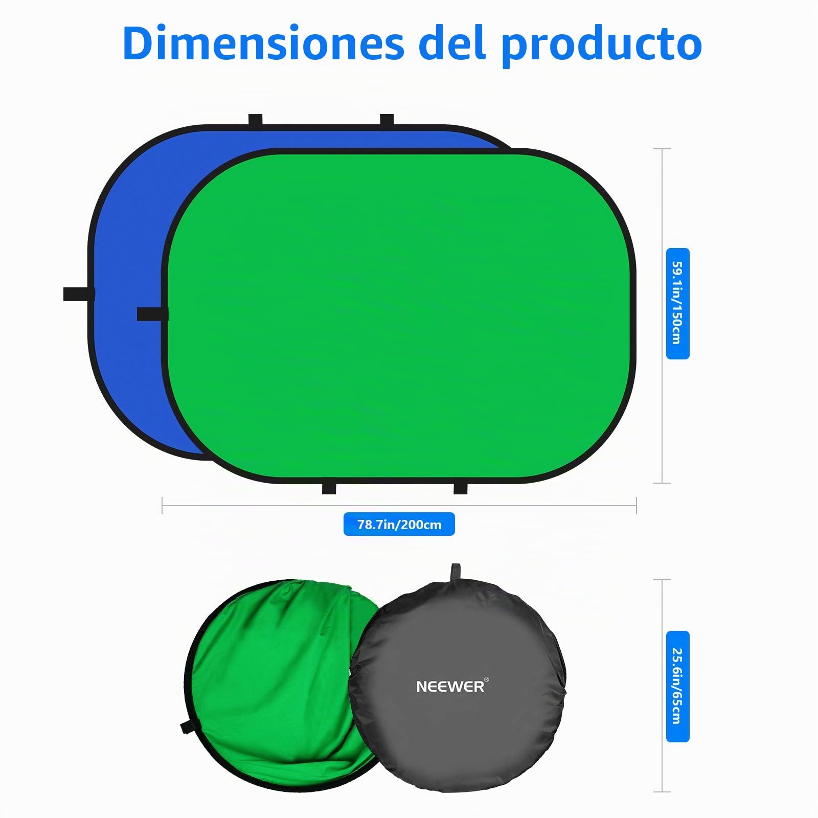 Neewer Fondo Plegable Reversible Chromakey Verde y Azul 150 x 200 cm