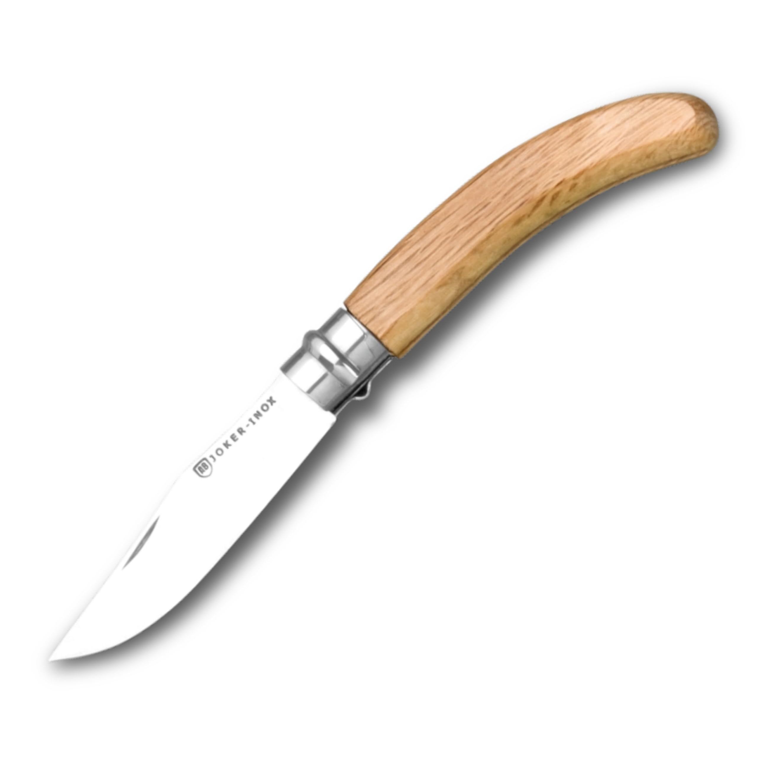 Joker Pocket Knife VIROBLOCK NE23 with Oak Wooden Handle and 420 Stainless Steel Blade 3.14 inches, Revolving Ferrule, Outdoor Knife for Fishing, Hunting, Camping and Hiking