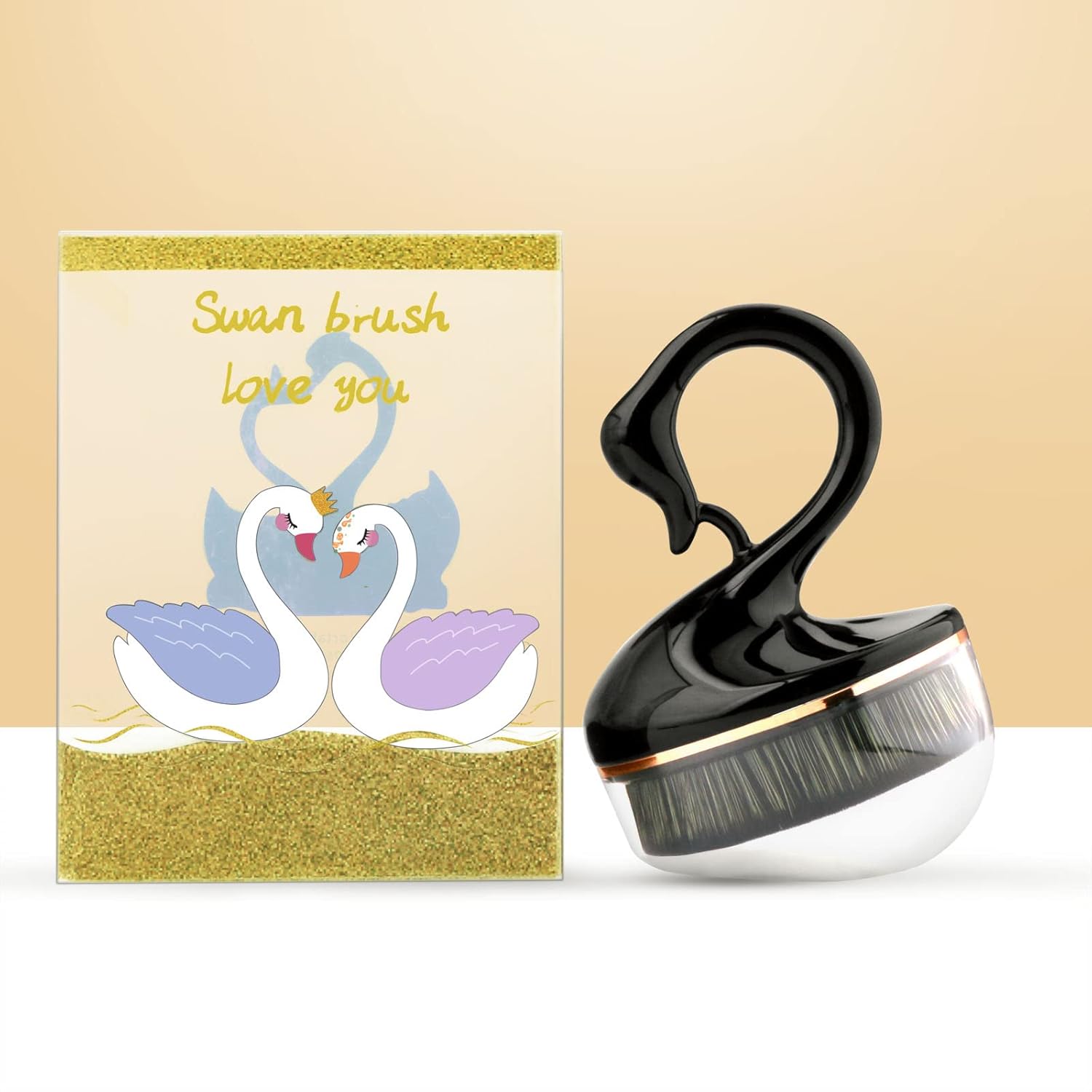 Foundation Makeup Brush Kabuki Face Blush Liquid Powder Foundation Brush for Blending Liquid, Sunscreen,Cream or Flawless Powder Cosmetics with Bonus Protective Case (Black Swan)