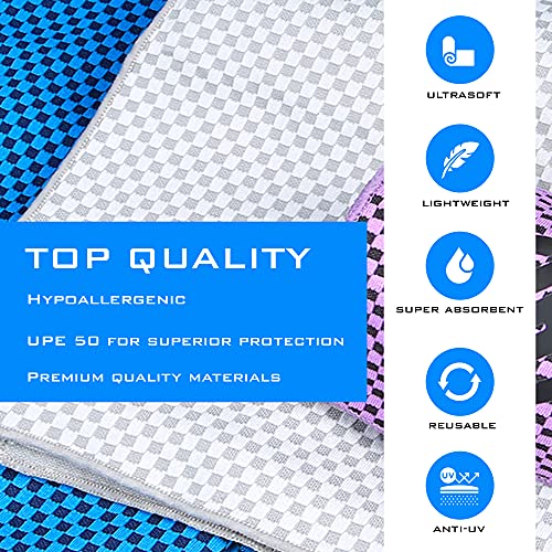 Cooling Towels 3 Pack - Lightweight Microfiber Towel For Gym, Workout, Sport & Sweat - Quick Dry Towel For Body, Neck & Face During Work, Travel, Camping, Swimming, Beach, Hot Weather For Men & Women #TOP1