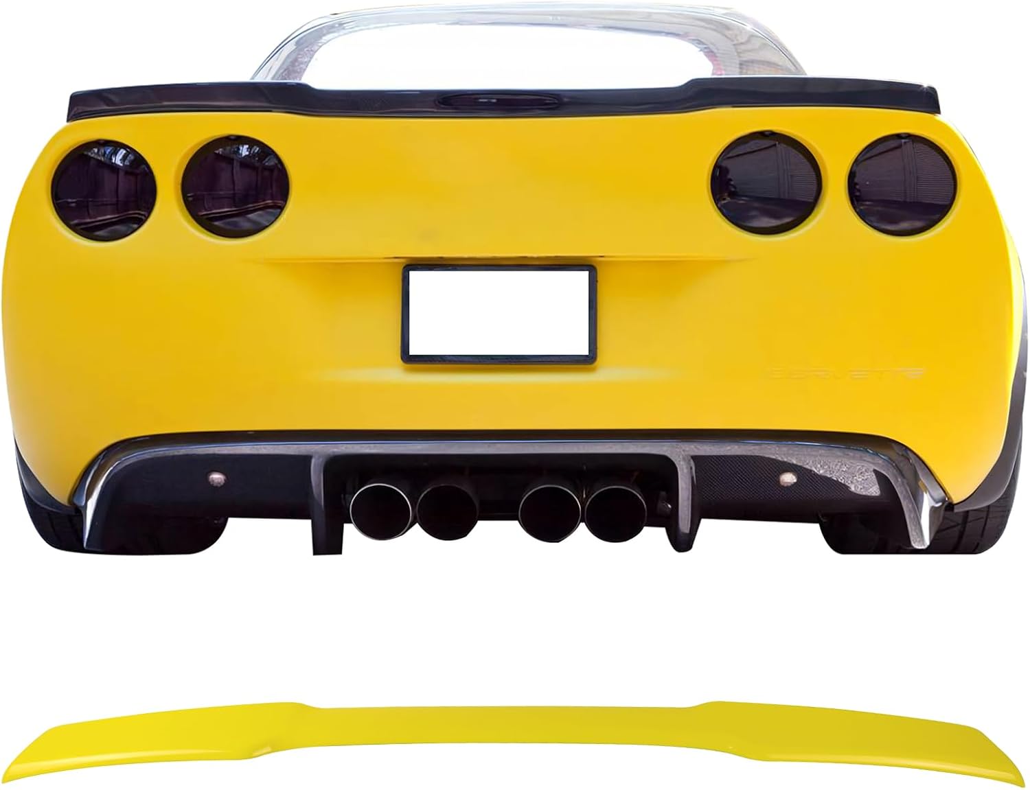IKON MOTORSPORTS, Trunk Spoiler Compatible with 2005-2013 Chevy Corvette, OE Factory Style Painted #300N, 45U, G8A, WA300N Velocity Yellow ABS Rear Trunk Lid Spoiler Wing Lip