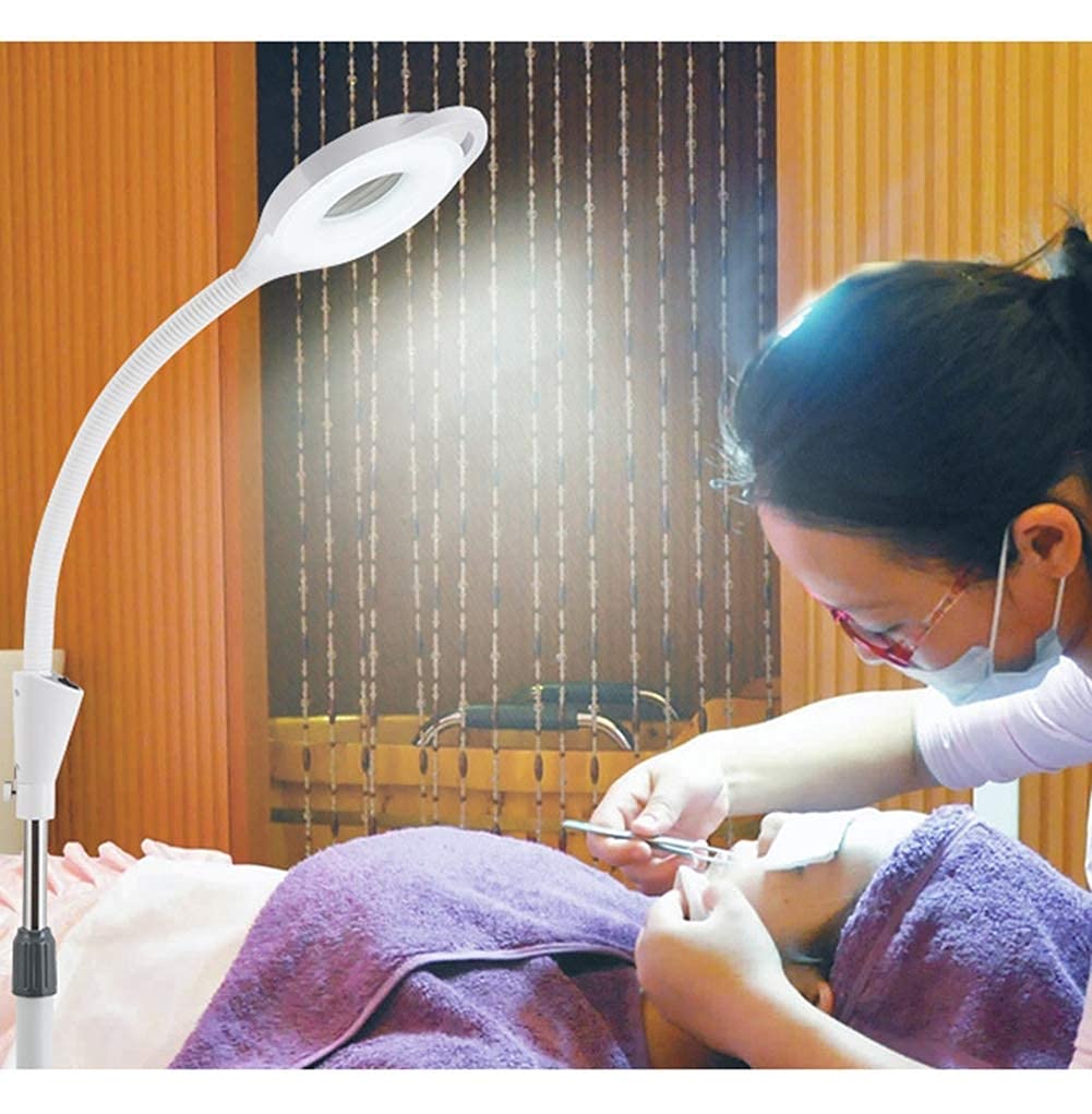 GaRcan Lupa, Lupa 8X Lámpara de Lupa de pie, luz de Aumento Ruedas Ajustables para el Cuidado de la Piel Belleza Manicura de uñas Salón de Tatuajes y Uso doméstico