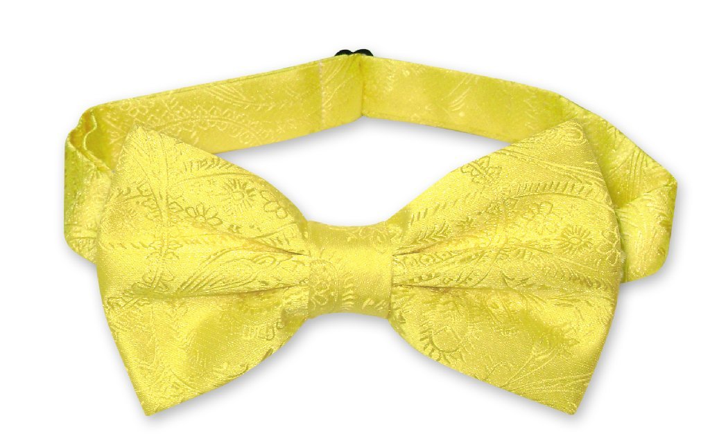 Vesuvio Napoli BOWTIE Yellow Paisley Color Men's Bow Tie for Tuxedo or Suit