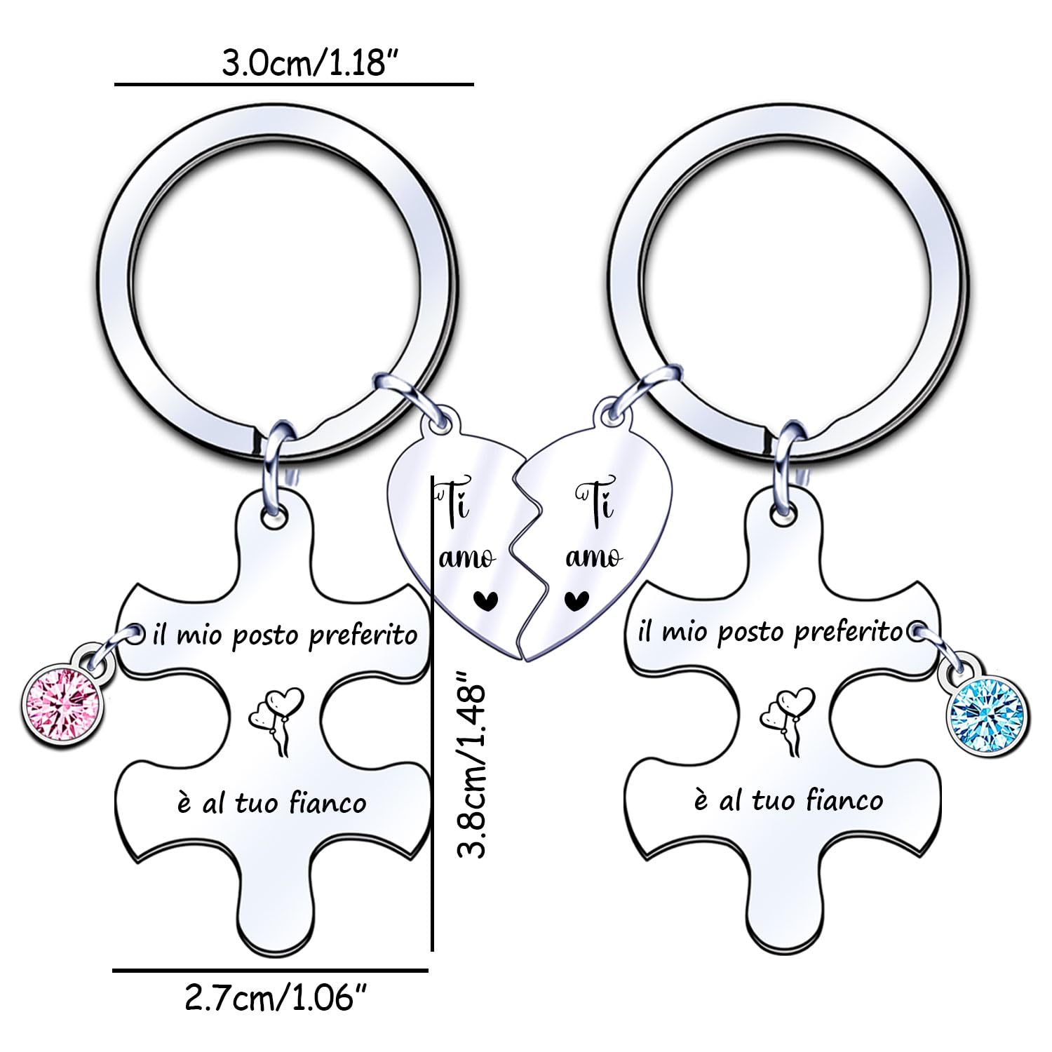 ZYMGUO Regalo San Valentino Portachiavi,Regali di Coppia San Valentino Portachiavi Ciondolo con Incisione,per Coppia Fidanzata Fidanzato Portachiavi Coppia per Lui e Lei