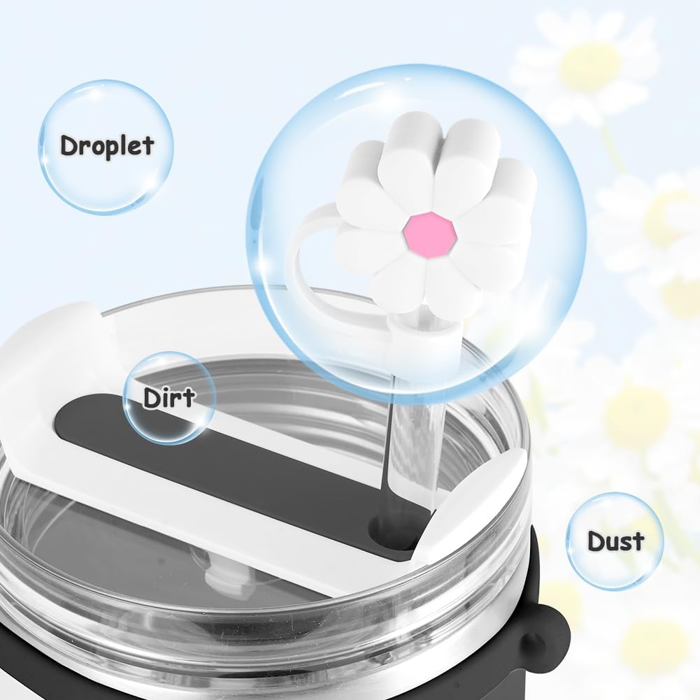 AUAUY 7 PCS Accessories Set for Stanley Cup, Water Bottle Decor Compatible with Stanley Cup, Includes Silicone Boot, Boho Woven Handle Strap, Straw Cover, Charms for Stanley Cup 30/40oz Tumbler(Black) 7 61EV+fSGNOL. AC SL1001