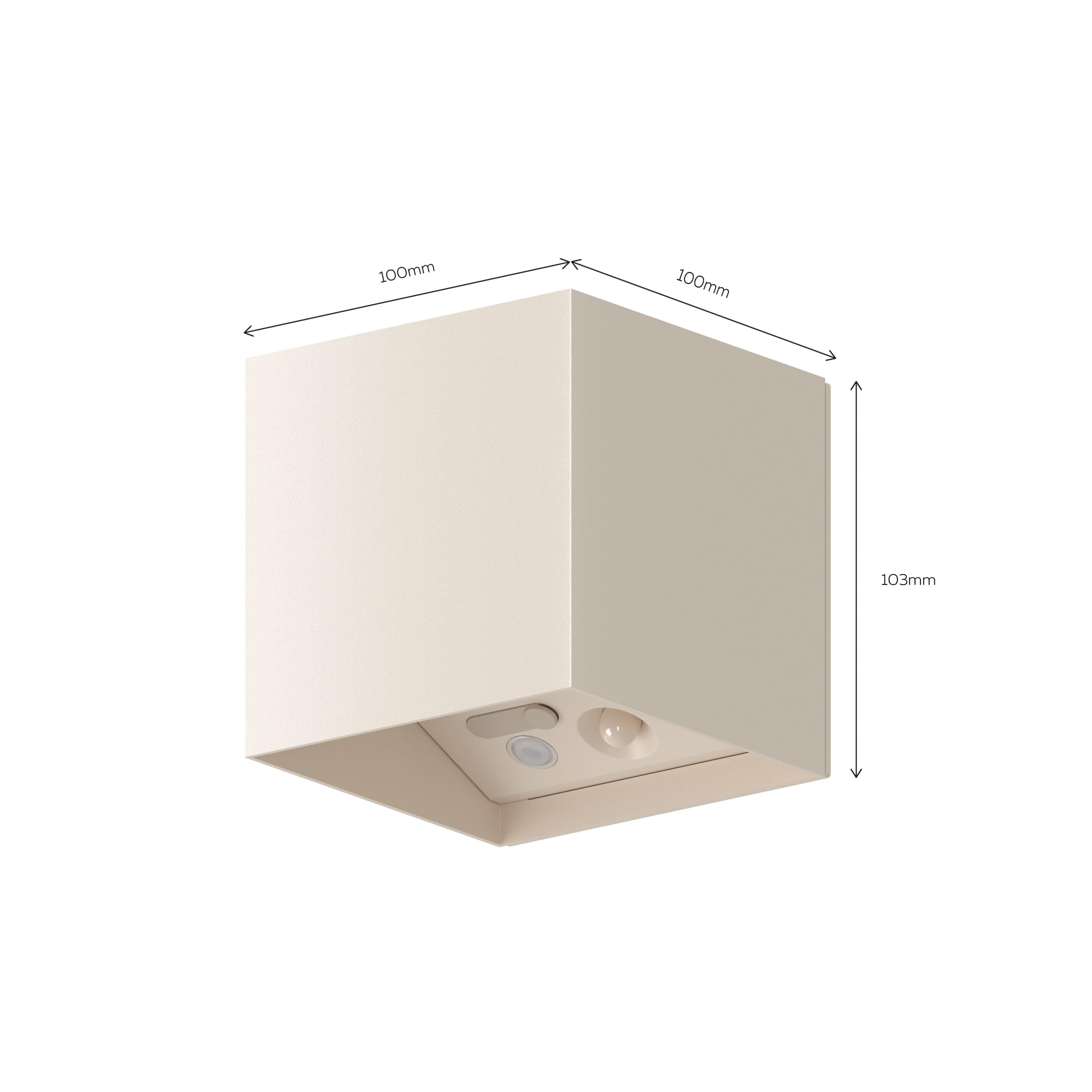 CALEX Volterra Wandleuchte, für Außen & Innen, warmweißes Up & Down Licht, Akku aufladbar mit USB-C, kabellos, Bewegungsmelder, wasserdicht, Sand, 2er Pack