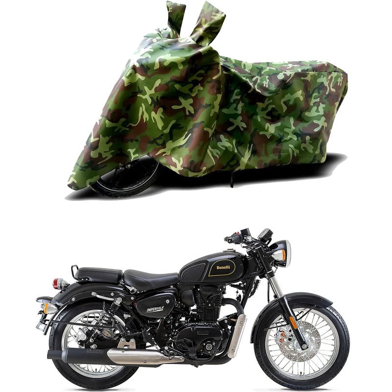 Image of 100% Water Resistant Bike Scooty Two Wheeler Body Cover Compatible for Benelli Imperiale 400 BS6 /UV-Rays /Heat Protection /Birds Dropping /Scratchproof /Dust Proof /Waterproof /All [Green MJ]