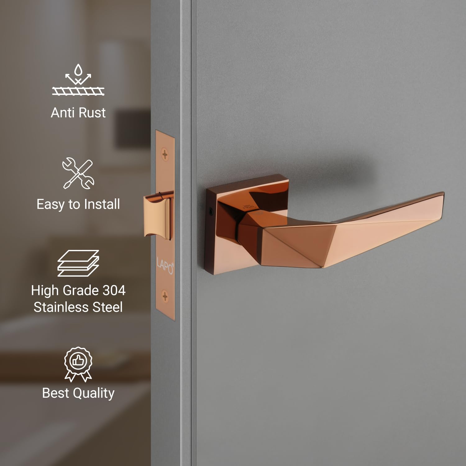 LAPO Rose Gold Door Lock - Keyless & Baby Latch -7