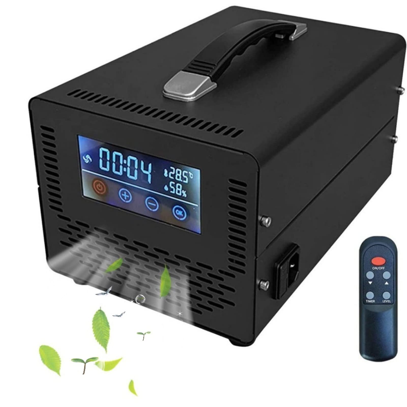 Komercyjny generator ozonu z ekranem dotykowym/pilotem zdalnego sterowania, przemysłowy dezodorant sterylizator, przenośne urządzenie ozonujące, ozonator o dużej pojemności, do gospodarstw rolnych, fabrykach, hotelach, czarny - 2000 mg/h