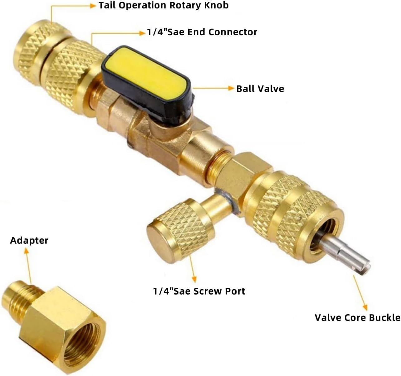 R410A R22 AC Valve Core Remover Installer Tool, Valve Core Remover, Dual Size 1/4"-5/16" Port HVAC Valve Core Removal Installer for Refrigeration Air Conditioning A/C Line Repair Tools