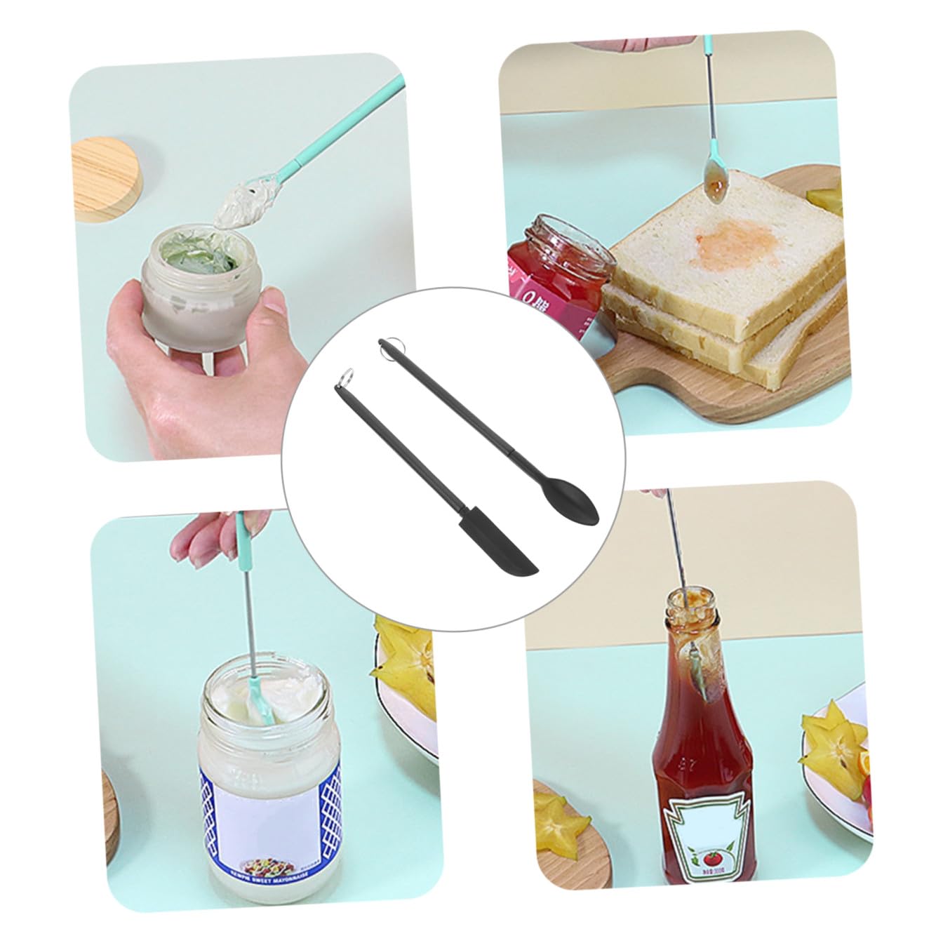 Kleiner Silikonspatel aus Schwarzem Silikon Leicht und Tragbar Praktischer Make Up Löffel und Backspatel zum Backen und Kosmetik Verwenden