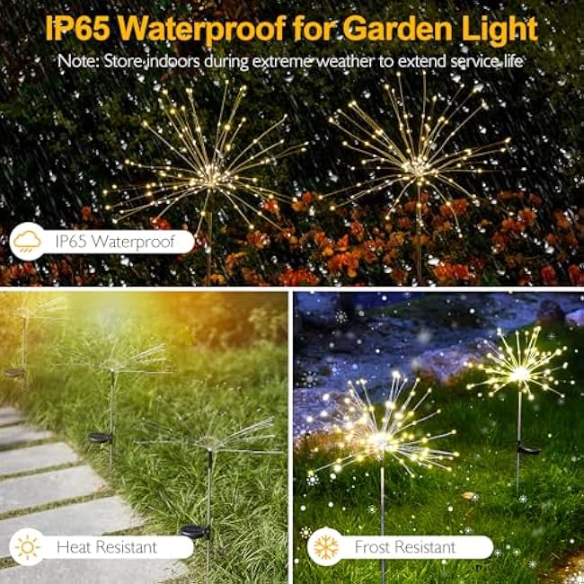 SUNNEST Solar Lights Outdoor, 150 LED Firework Light with 8 Modes Solar Garden Light for Yard Outside Fairy Lights Decor for Pathway Flowerbed Planter Balcony Patio Garden Decor (2 Pack 300LED)