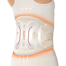 IKEEPFIT Cordless Heating Pad with Massager for Back Pain Relief: MAXwarm&reg; 4.0, Portable Heated Back Brace with Lumbar Support for Sciatica, Large 8000mAh Battery, for Women Men 70" Beige