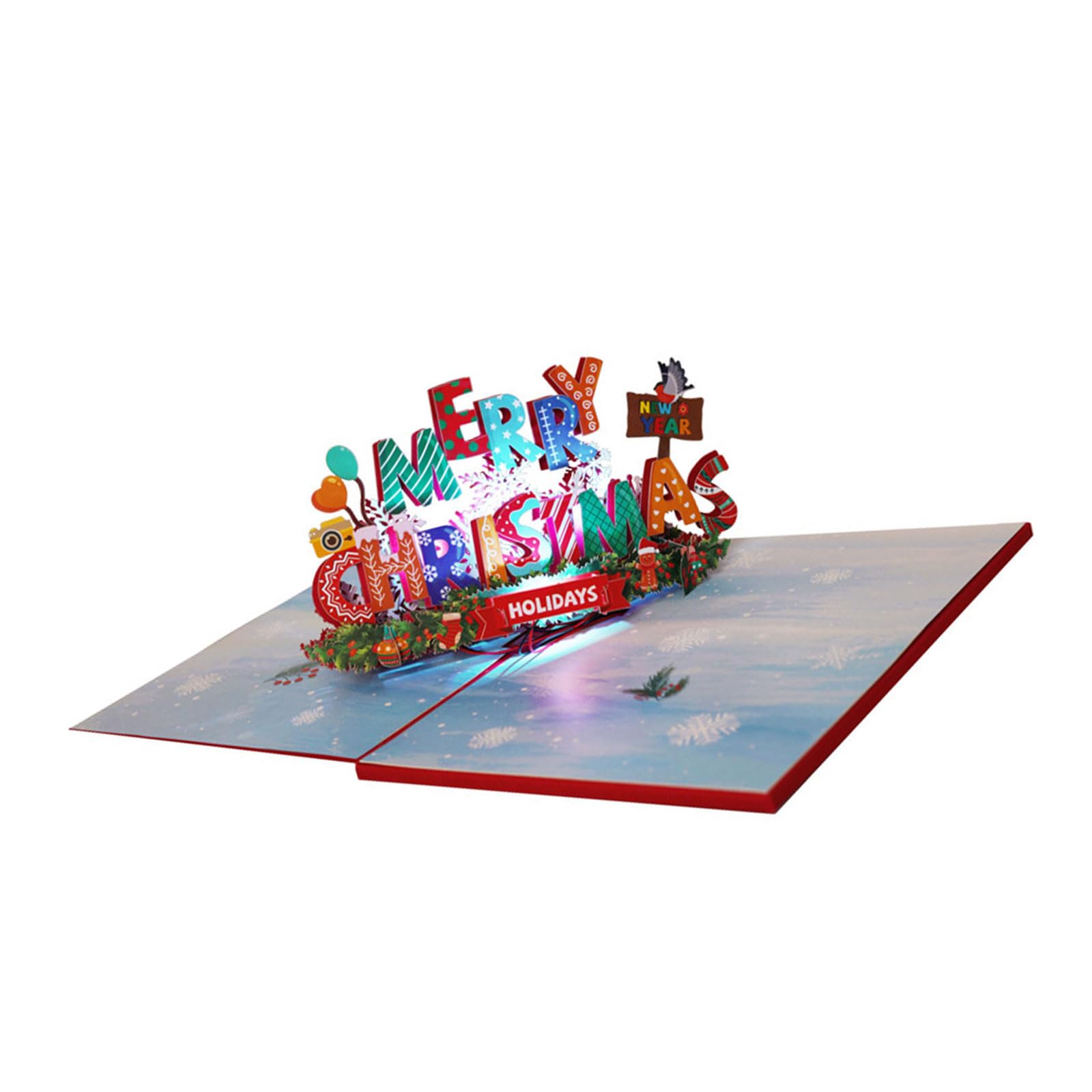 Kalttoy Beautiful 3D Christmas Card with Glowing Lights and Holiday Music Unique Seasonal Greeting Card for Lover Christmas Lights and Music