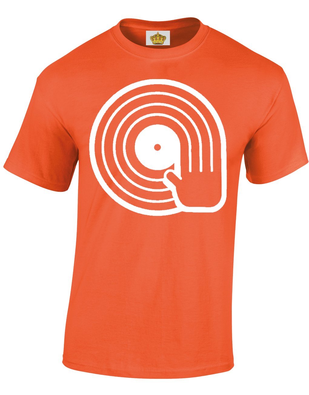 Crown Designs Men's Orange Dj Mixing Design Novelty Gifts For & Teenagers T-Shirts Tops - /Large