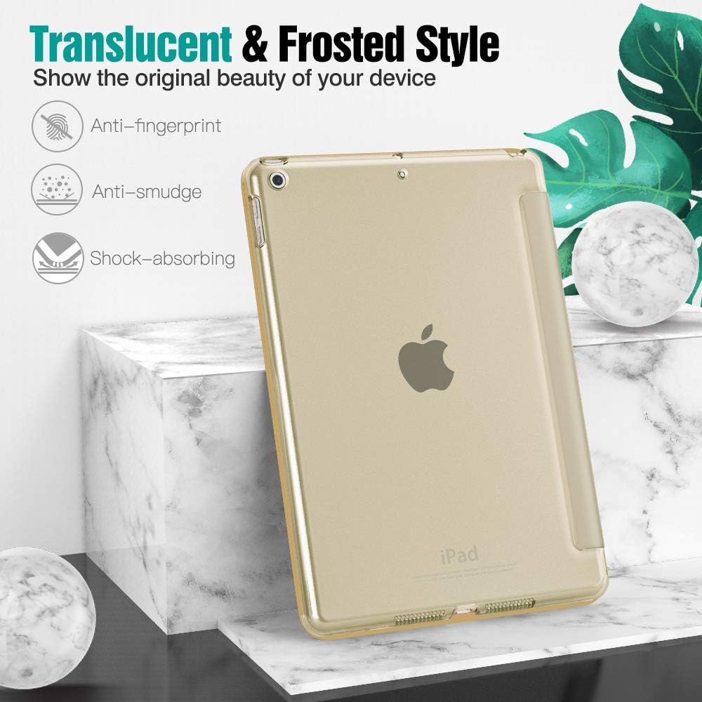 Dadanism iPad 9th/8th/7th Generation Case, [Shock Absorption] Ultra Slim Lightweight Trifold Stand Smart Cover for iPad 10.2 inch 2021/2020/2019 Release Tablet - Champagne Gold