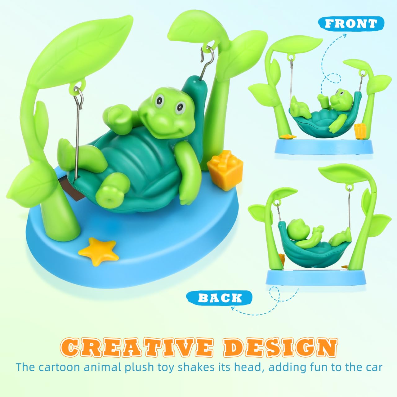 IMIKEYA Solar Wackelfigur Auto lustig Schwingende Schildkröte Ornament Solarbetriebene Figuren Auto Innenraum Wackelfigur für Dashboard Autodekoration