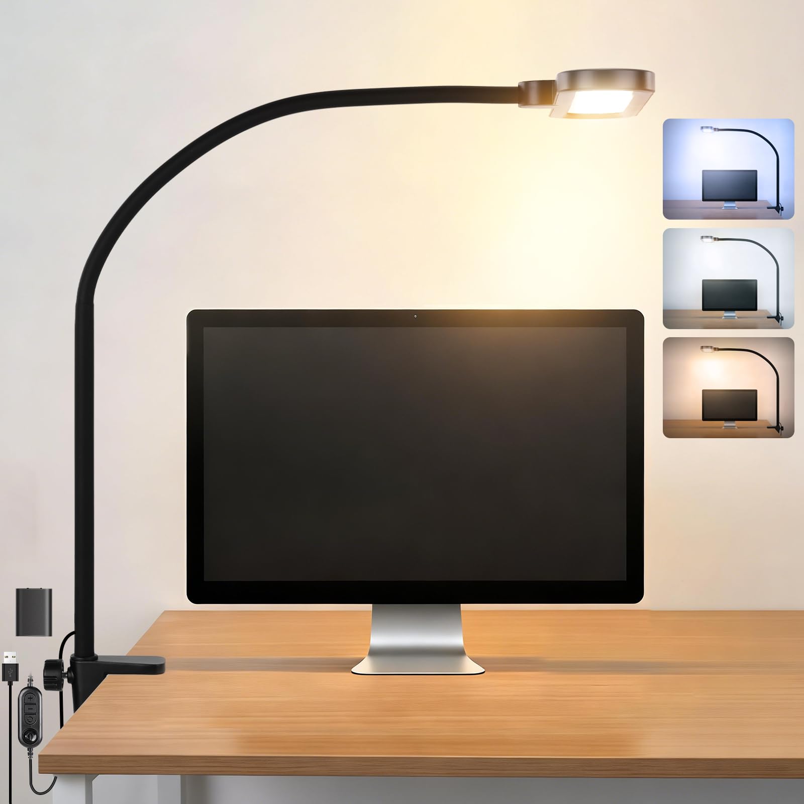 NEEWER Entry Level Version LED Table Lamp with Clamp, 10W Edge Lit Clip On Flexible Desk Monitor Light with Eye Protection, 5 Colour Modes, CRI80+, Dimmable for Home Office, Study, Workbench, N33-image-37