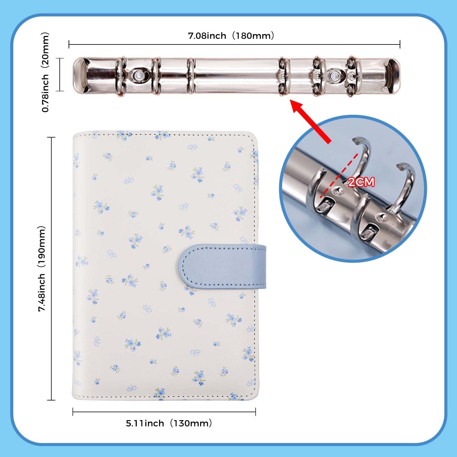Elevate Your Organization: Review of the A6 Floral Blue Leather 6 Ring Binder