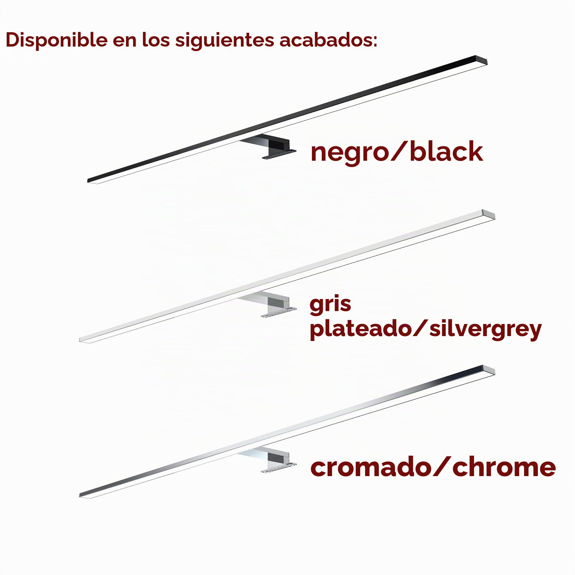 kalb | 100cm LED lámpara de baño lámpara de espejo 230V, gris plateado, blanco cálido