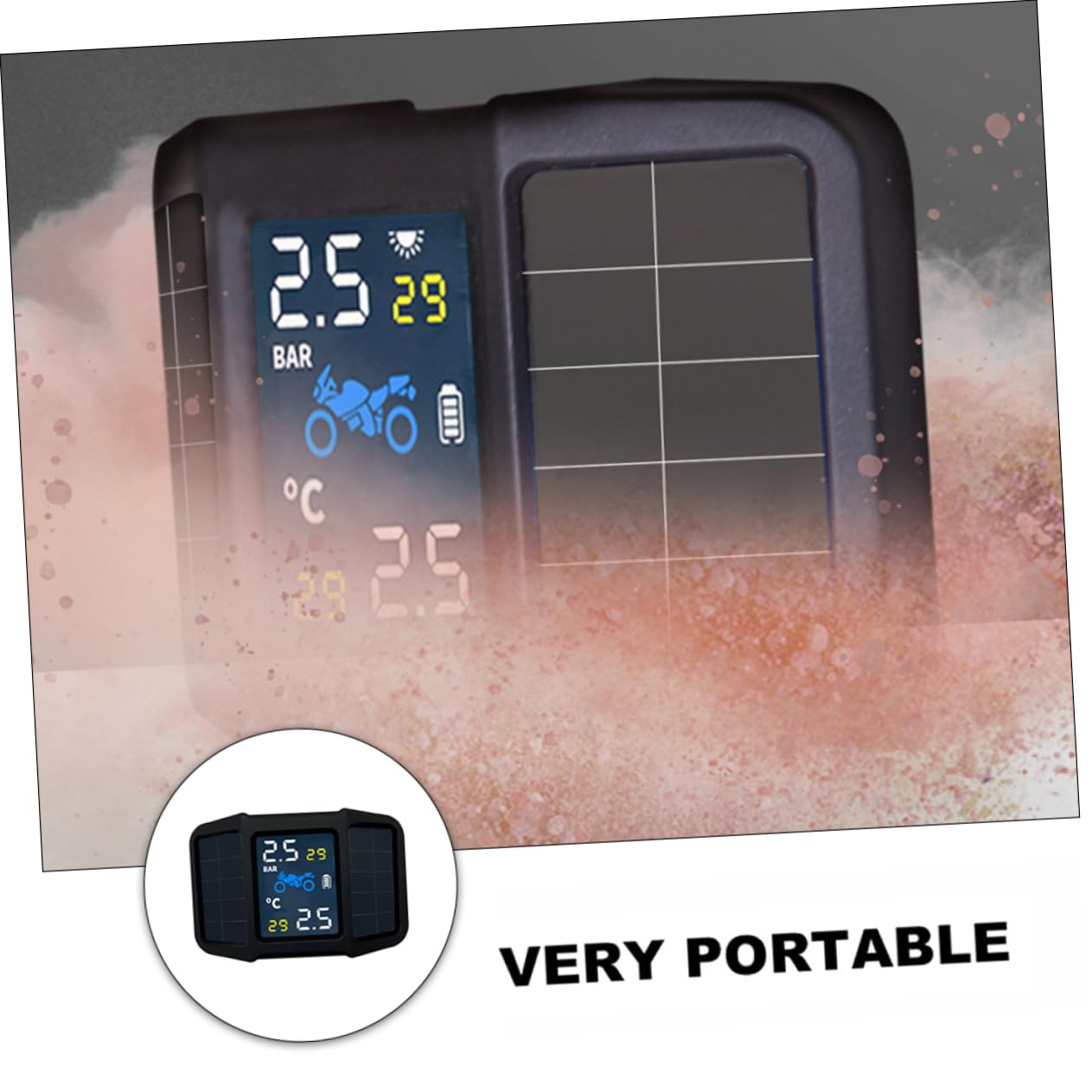 PRETYZOOM Motorcycle Tire Pressure Detector Solar Tire Pressure Monitoring Simple Operation Long-Lasting