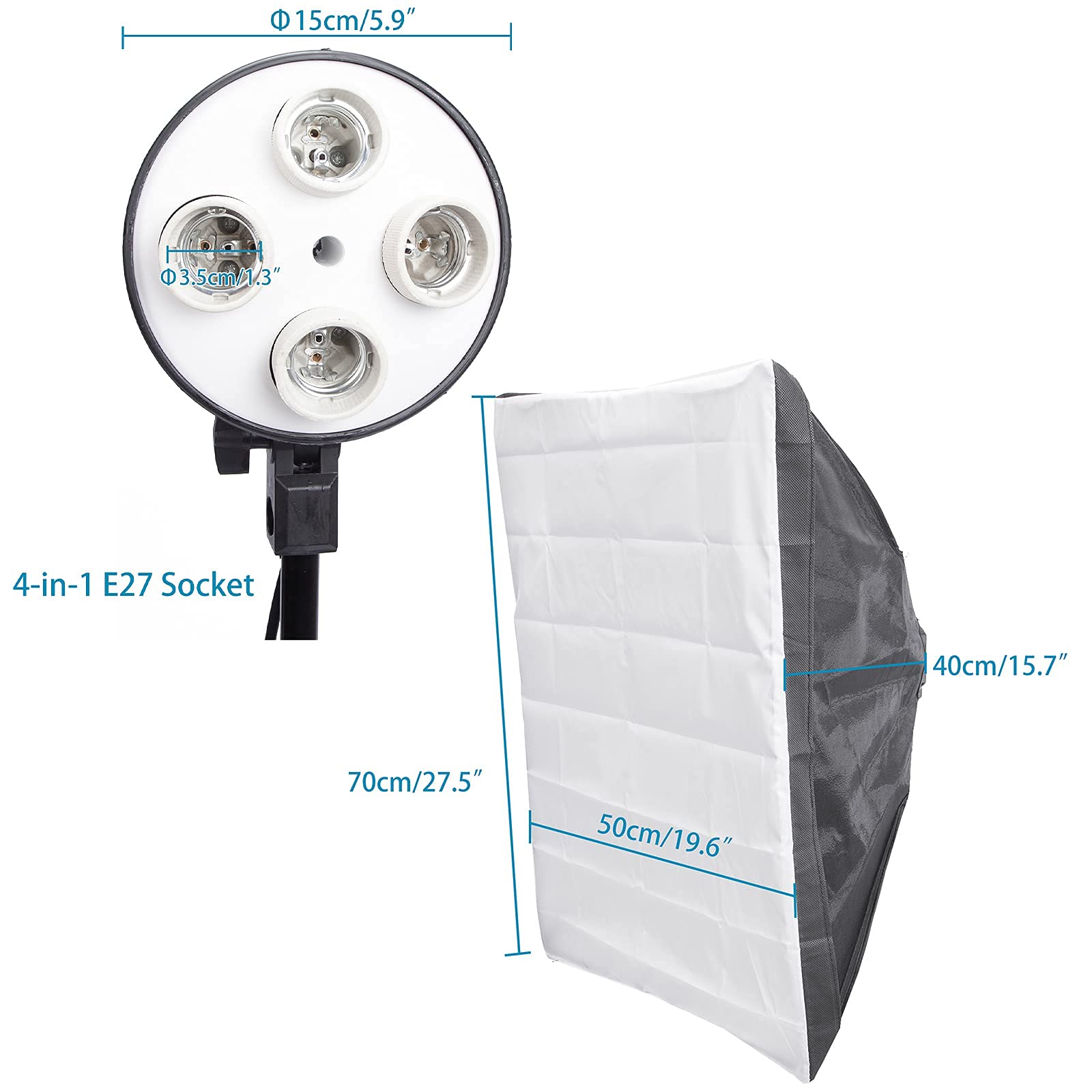 PYXEL STUDIO Iluminación Fotográfica Softbox Kit, Sistema de Montaje de Estudio Fotográfico, con 12 Bombillas 135W, 3 Softboxes, 3 Trípodes, Kit de Iluminación Profesional para Retratos y Video
