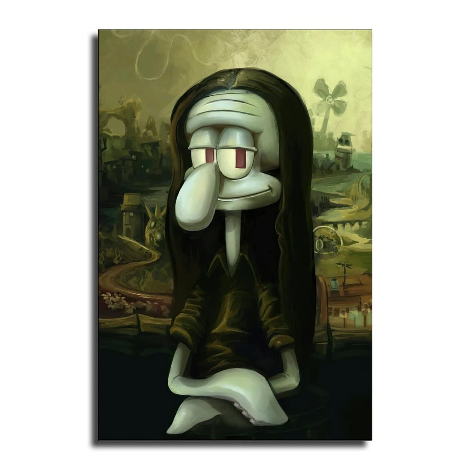 IXX Lustiges Squidward AS Mona Lisa Cartoon Canvas Art Poster and Wall Art Picture Print Modern Family Bedroom Decor Posters 12x18inch(30x45cm) 2Pack