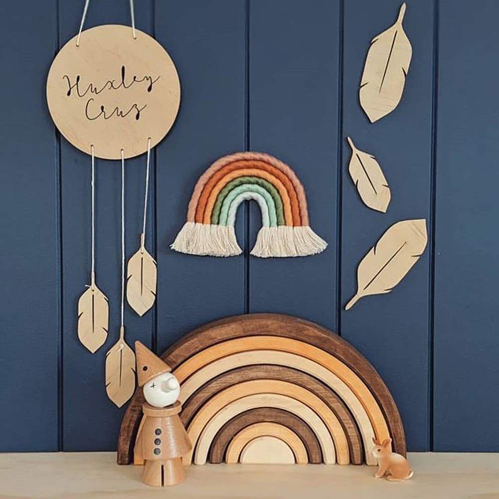 Handgefertigter Regenbogen-Wandbehang - Makramee Deko Für Wohnzimmer, Kinderzimmer, 15x30 Cm