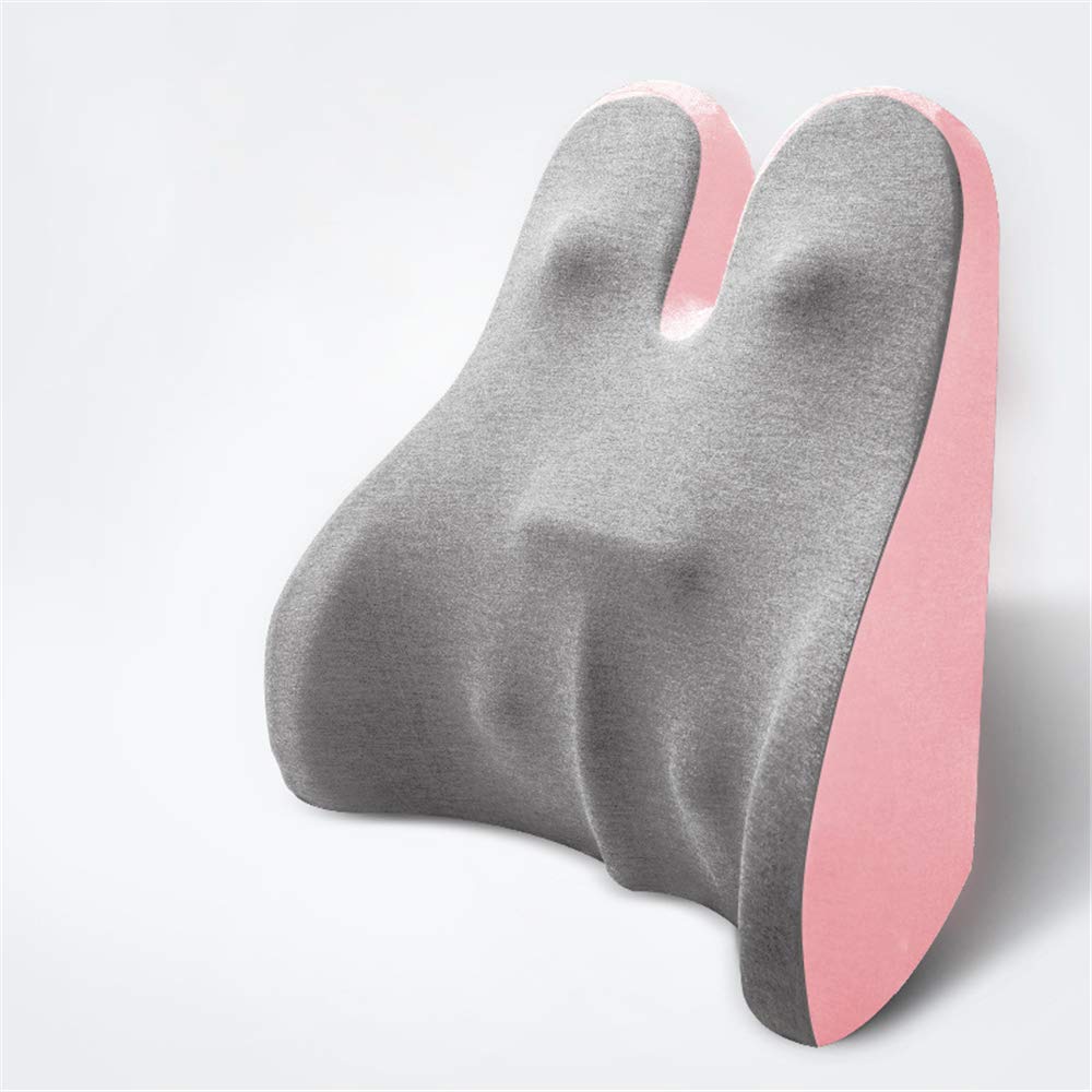 CHSDNOffice Computer Cushions, Car Cushions, Entertainment And Office, More Comfortable, Multi-Functional Lumbar Pillows, A Variety Of Colors Light gray + pink 43cmX39cmX16cm