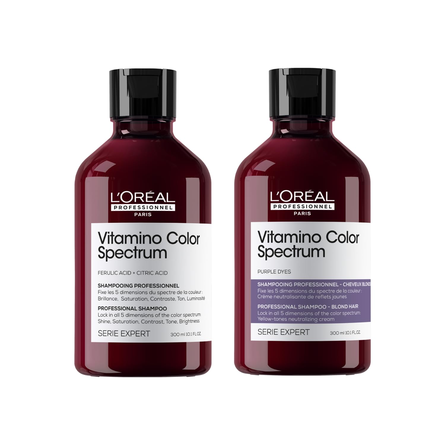 L'OREAL PROFESSIONNEL - Duo Shampoing Neutralisant Cheveux Blonds - Anti-Reflets Jaunes - Protège La Coloration Jusqu'À 100 Jours - Sans Sulfate - Série Expert Vitamino Color Spectrum.