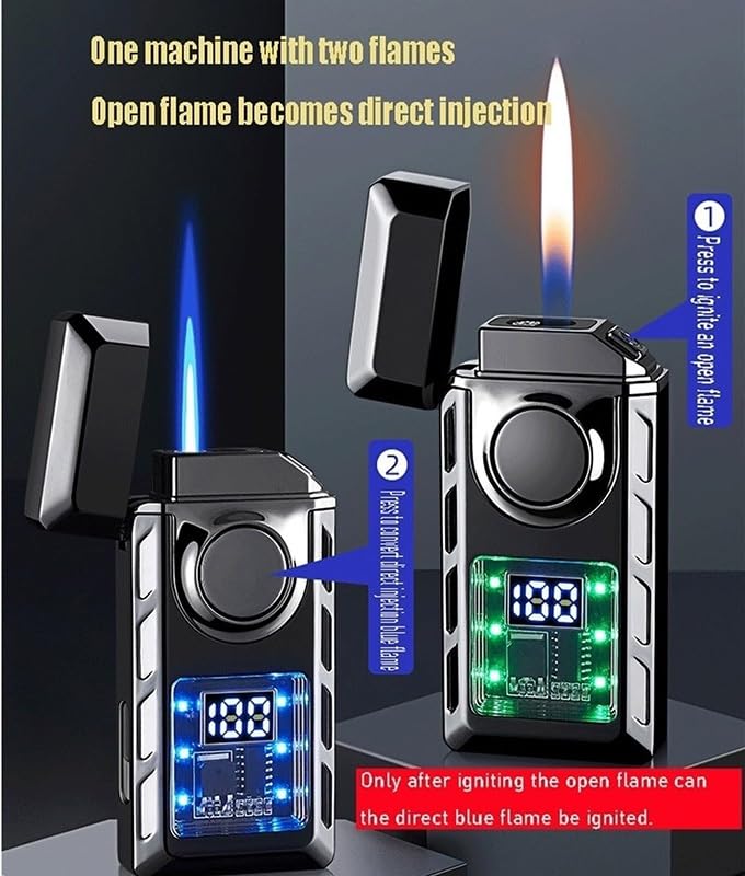 Encendedor de butano con doble llama y carga USB tipo C miniatura 2