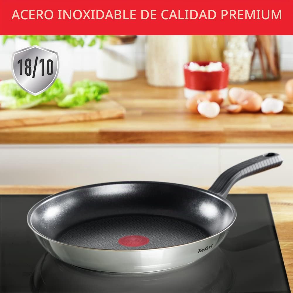 Tefal Comfort MAX - Sartén (Acero Inoxidable), Plata, 30 cm