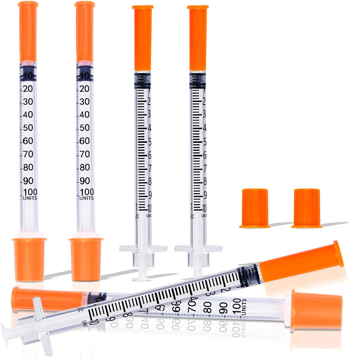 1ml Syringe 30G 5/16 Inch 8mm, U-100 Lab Syringes Individually Wrapped, Pack of 100