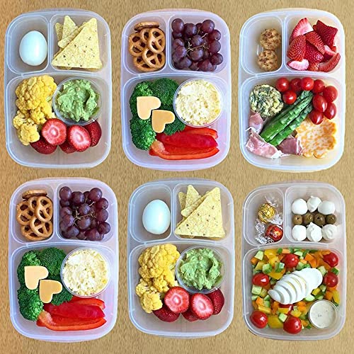 Vonhen 7 Pack Bento Lunch Boxes Reusable 3 Compartment Meal Prep Containers - Leakproof Lunch Container With Lids For Work, And Travel #TOP1