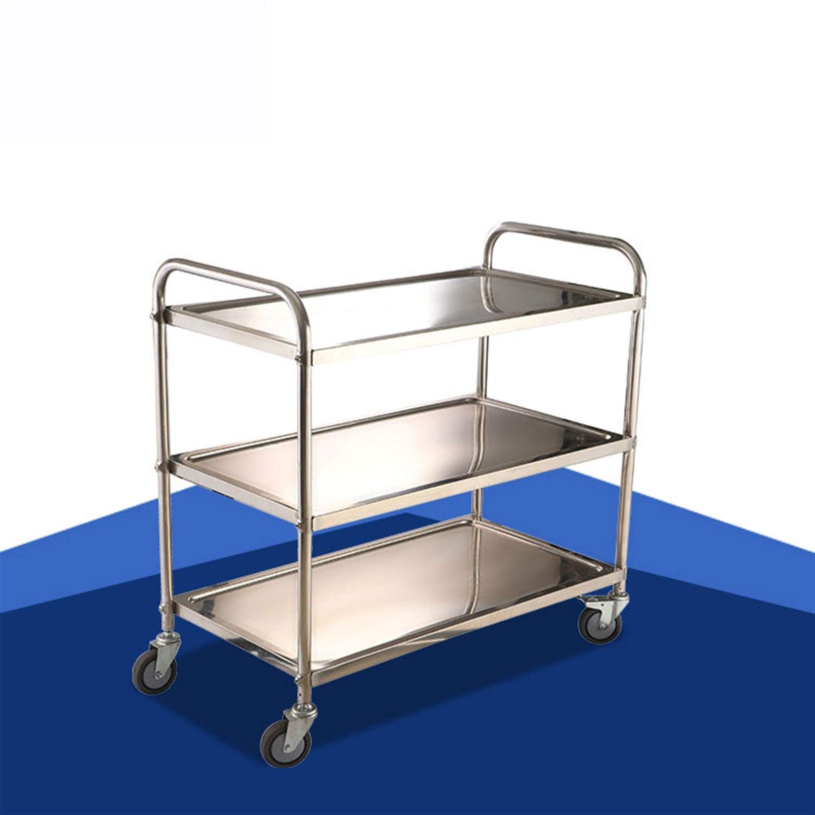 Carrello da bar in acciaio inox con 3 ripiani e ruote, carrello da portata per cucina, catering, portabottiglie portatile