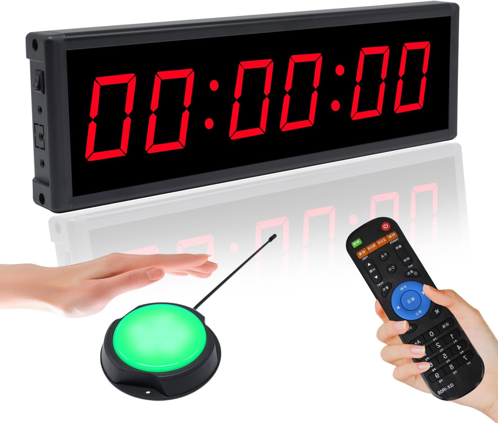 Digital Gym Timer with Wireless Start/Stop Button,Interval Timer with Remote Contron for Stopwatch,Countup/Down,Digital Wall Clock for Rock Climbing,Training,Indoor & Outdoor Sport