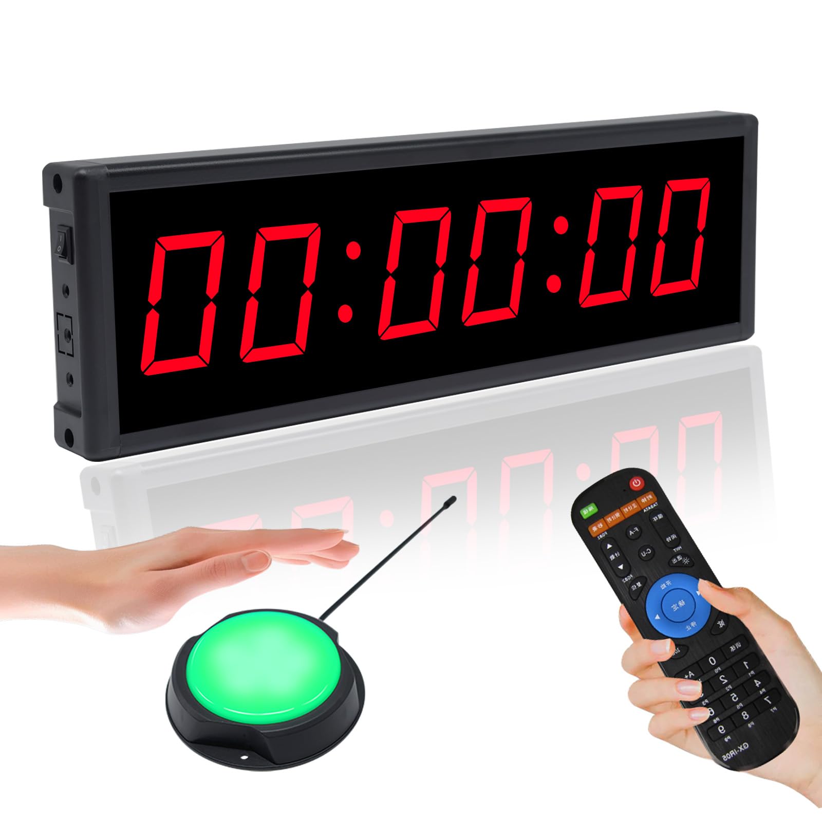 Digital Gym Timer with Wireless Start/Stop Button,Interval Timer with Remote Contron for Stopwatch,Countup/Down,Digital Wall Clock for Rock Climbing,Training,Indoor & Outdoor Sport