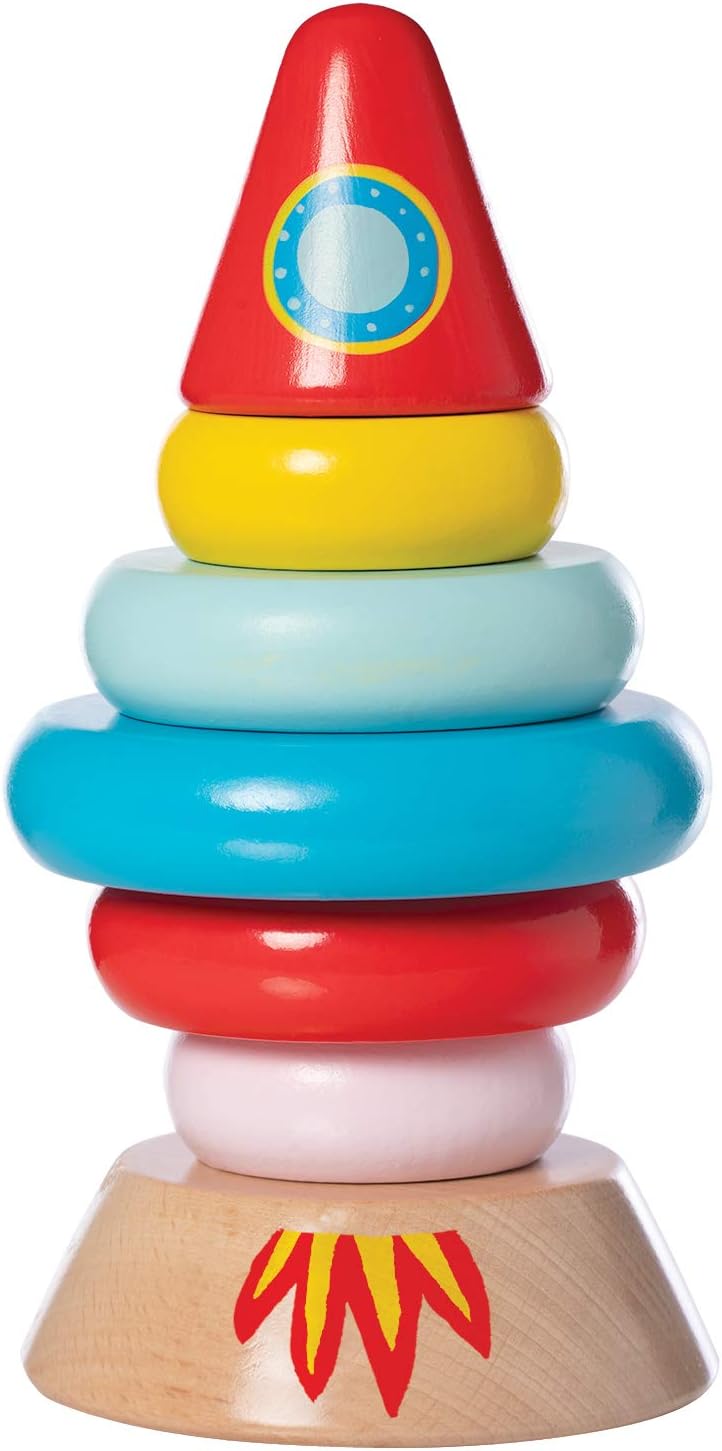 Manhattan ToyStacker Rocket Baby and Toddler 7 Piece Magnetic Wooden Stacking Toy Set