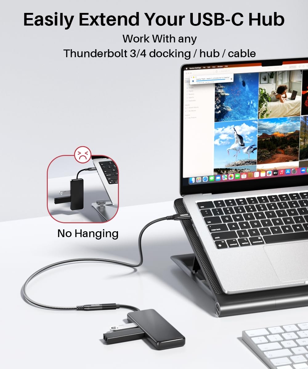 USB-C-Verlängerungskabel, 8 K @ 60 Hz/4 K @ 144 Hz, Video-USBC-Stecker auf Buchse, Verlängerungskabel, 40 Gbit/s/240 W, USB Typ C 3.2 Verlängerungskabel, schnelle Datenübertragung und Aufladen für
